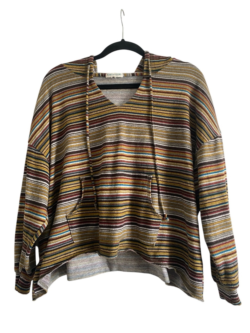 Earthbound Trading Co Striped Hoodie Boho Pullover Small